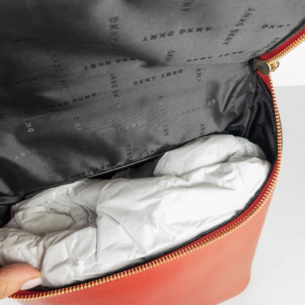 DKNY Bryant Leather Top Zip Backpack -Bright Red - Picture 7 of 7